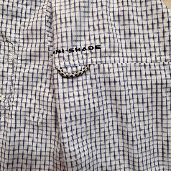 COLUMBIA ~ Men's Blue and White Checkered Fishing/Boating Shirt size L - Picture 5 of 8